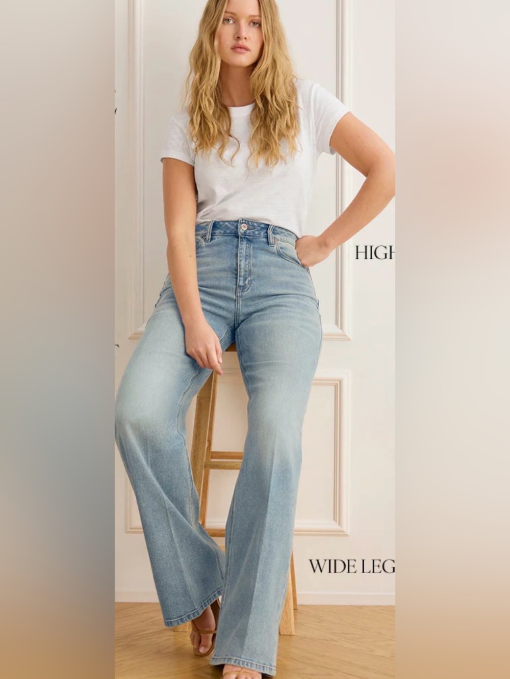 CAbi High-Rise Wide-Leg Jeans - Light Blue